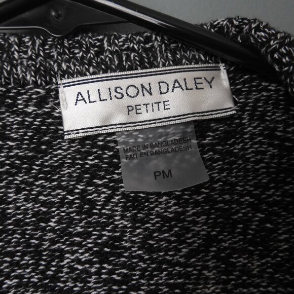 Allison Daley Black & White Full Zip Cardigan Sweater Petite Medium - Picture 4 of 7